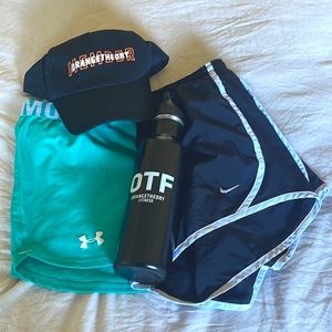 Workout pack! Two shorts, a hat and a never used water bottle.